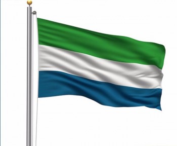 Quality Polyester National Country green white blue Sierra Leone flag