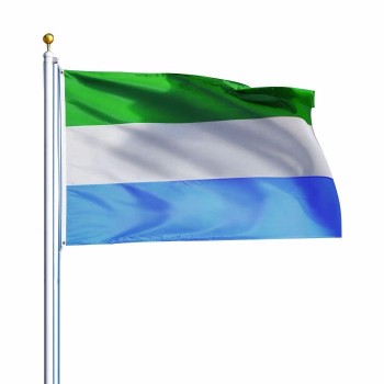 Digital Printing Custom Polyester Fabric 3x5ft Country Sierra Leone Blue White Green Flag
